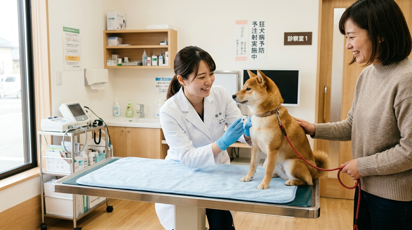 狂犬病予防接種・登録の流れ